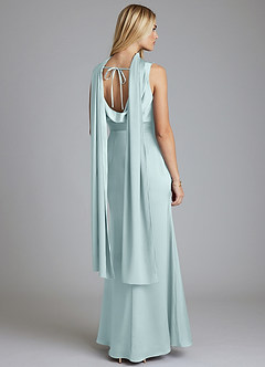 Azazie Tallie Bridesmaid Dresses Mist Mermaid Pleated Stretch Satin Dress image4