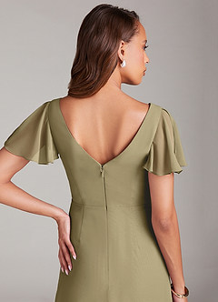 Azazie Soren Bridesmaid Dresses Moss Green A-Line Ruched Chiffon Dress image7