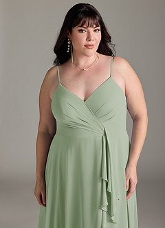 Azazie Akita Bridesmaid Dresses Dusty Sage A-Line Chiffon Dress image9