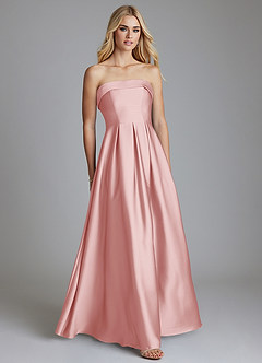 Azazie Lucienne Bridesmaid Dresses Powder Pink A-Line Strapless Stretch Satin Convertible Dress image1