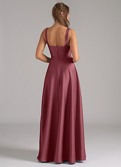 Azazie Shaude Bridesmaid Dresses Desert Rose A-Line Pleated Stretch Satin Dress image6