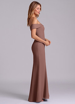 Azazie Luciana Bridesmaid Dresses Espresso Sheath Off the Shoulder Chiffon Convertible Dress image6