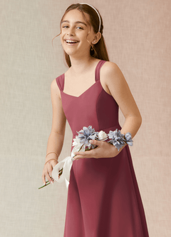 Azazie Denice Junior Merlot A-Line Chiffon Dress image6