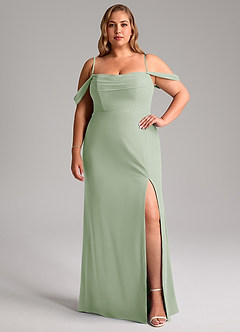 Azazie Saige Bridesmaid Dresses Dusty Sage A-Line Off the Shoulder Chiffon Convertible Dress image13
