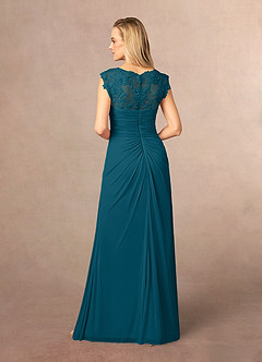 Azazie Jovie Mother of the Bride Dresses Ink Blue A-Line Lace Dress image3