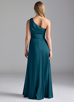 Azazie Dallas Bridesmaid Dresses Ink Blue A-Line One Shoulder Stretch Satin Dress image2