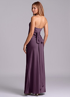 Azazie Ailanie Brudtärnklänningar Klä av Tubklänning i Stretch Satin Axelbandslös Plommon image2