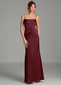 Azazie Alanis Brudtärnklänningar Klänning av Sjöjungfru i Stretch Satin Korsett Cabernet Konvertibel image6