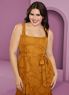 Barbie ♥ Azazie Bridesmaid Dresses Butterscotch A-Line with Pockets Floral Burnout Dress image7