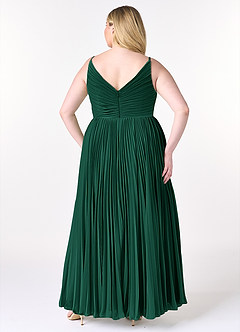 Azazie Raychelle Bridesmaid Dresses Emerald A-Line V-Neck Chiffon Dress image7