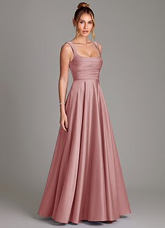Azazie Azaria Bridesmaid Dresses Dusty Rose A-Line Corset Stretch Satin Dress image4