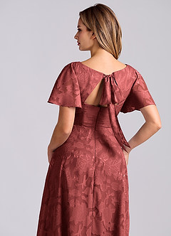 Azazie Kimber Robes de demoiselle d'honneur Robe Trapèze en Blumen-Burnout Avec poches Terracotta image2