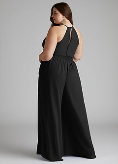 Azazie Kenzi Abiti da Damigella Tuta in Chiffon Plissettato Nero image9