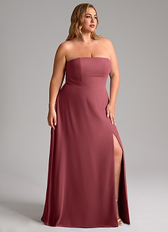 Azazie Wren Bridesmaid Dresses Merlot A-Line Side Slit Chiffon Convertible Dress image12