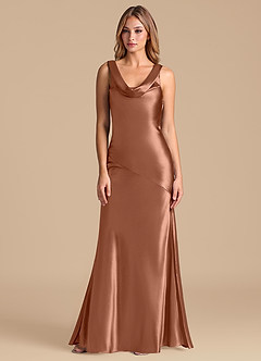 Azazie Rylina Brautjungfernkleider Meerjungfrau-Linie Metallischer Satin Kleid Bronzer image5