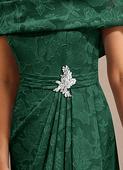 Azazie Branford Mère de la mariée Robes Robe Trapèze en Blumen-Burnout Plissée Vert Foncé image6