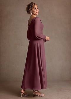Azazie Paterson Kleider für die Brautmutter A-Linie Plissee Chiffon Kleid Sangria image4