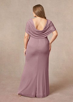 Azazie Luisa Abiti per la Madre della Sposa Abito Sirena in Maglia con Scollo a V a Pieghe Rosa Polverosa image8
