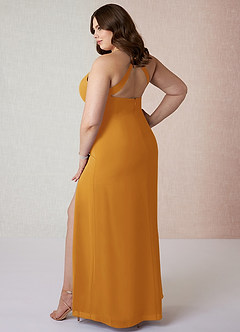 Azazie Manila Bridesmaid Dresses Butterscotch Sheath V-Neck Chiffon Dress image10