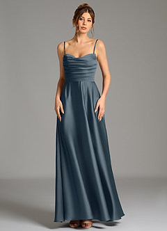 Azazie Ayla Vestidos de damas de honor Vestido de Crepúsculo de Satén Elástico de Corte en A con Corsé image5