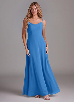 Azazie Daenerys Abiti da Damigella Abito A-Line in Chiffon con Scollo a Cappuccio Blue Jay image3