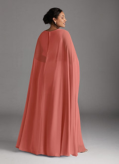 Azazie Isa Mère de la mariée Robes Robe Trapèze en Mousseline de soie Col V plissé Rose Saumon image8