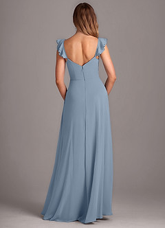 Azazie Kaylyn Bridesmaid Dresses Dusty Blue A-Line Ruched Chiffon Dress image5