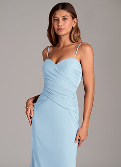 Azazie Katelyn Bridesmaid Dresses Sky Blue Sheath Strapless Mesh Convertible Dress image2