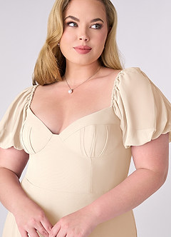 Barbie ♥ Azazie Abiti da Damigella Abito A-Line in Chiffon Plissettato Alabastro Bianco image10