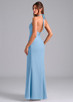 Azazie Valerie Vestidos de damas de honor Vestido de Azul Pálido de Gasa de Corte Sirena con Plisado image5