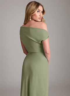 Azazie Emerson Brautjungfernkleider Etui Schulterfrei Chiffon Kleid Pistazie image3