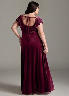 Azazie Bondi Brautjungfernkleider A-Linie Seitliche Cut-Outs Samt Kleid Cabernetrot image8