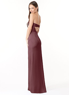 Azazie Leonis Bridesmaid Dresses Sangria Mermaid Pleated Stretch Satin Convertible Dress image7