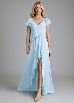 Azazie Omari Bridesmaid Dresses Sky Blue A-Line Chiffon Dress image3