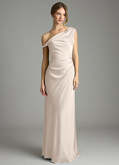Azazie Emerson Bridesmaid Dresses White Alabaster Mermaid Off the Shoulder Stretch Satin Dress image9
