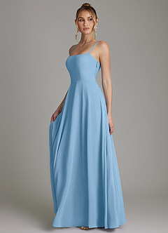 Azazie Elita Bridesmaid Dresses Steel Blue A-Line Pleated Chiffon Dress image5
