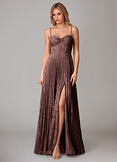 Azazie Akiko 신부 들러리 드레스 A라인 스윗하트 네크라인 플로럴 번아웃 바닥 길이 드레스 image3