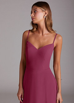 Azazie Marley Bridesmaid Dresses Mulberry A-Line Off the Shoulder Chiffon Convertible Dress image2