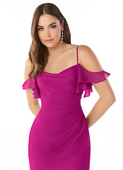 Azazie Emeralda Vestidos de damas de honor Vestido de Fucsia de Gasa de Recto con Vestidos sin tirantes image6