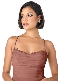 Azazie Ashana Bridesmaid Dresses Cedar Rose Sheath Sweetheart Lace Mesh Dress image2