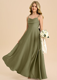 Azazie Bear Junior Pistachio A-Line Sweetheart Neckline Stretch Satin Dress image5