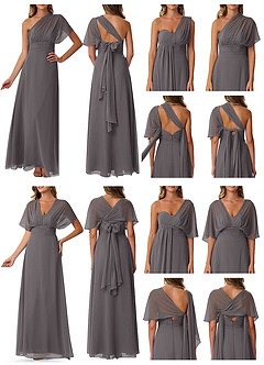 Azazie Fifi Abiti da Damigella Abito Convertibile A-Line in Chiffon Senza Cinturino Grigio Acciaio image10