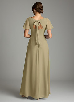 Azazie Kimber Bridesmaid Dresses Moss Green A-Line Flounce Sleeve Chiffon Dress image3