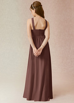 Azazie Jiya Junior A라인 주름진 쉬폰 플로어 길이 주니어 신부 들러리 드레스 image2