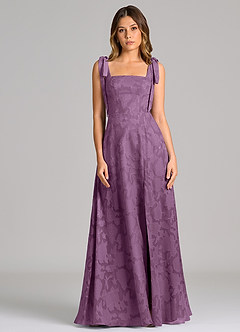 Azazie Debra Bridesmaid Dresses Wisteria A-Line with Pockets Floral Burnout Dress image4