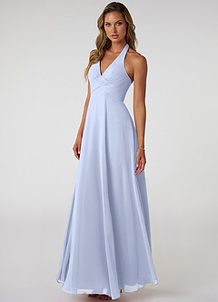Azazie Tessie Bridesmaid Dresses Ice A-Line V-Neck Pleated Chiffon Dress image3