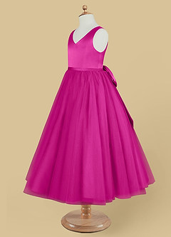 Azazie Marybell Flower Girl Dresses Fuchsia A-Line Bow Tulle Dress image7