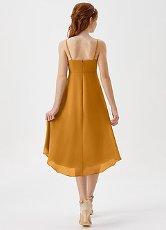 Azazie Mariam Junior Vestido de Caramelo de Gasa de Corte en A con Plisado image2