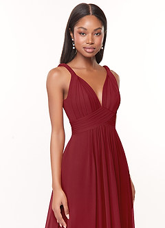 Azazie Maren Brautjungfernkleider A-Linie Plissee Chiffon Kleid Granatapfelrot image6