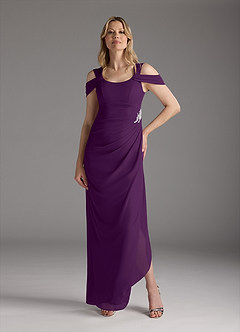 Azazie Weitzman Mother of the Bride Dresses Grape Sheath Sequins Mesh Dress image4